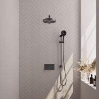BRAUER Stripe Thermostatische Inbouw Regendouche - drukknoppen - SET 34 - 25cm douchekop - rechte muurarm - 3-standen handdouche - doucheslang - geïntegreerde glijstang - gunmetal geborsteld PVD 5-GM-431 - thumbnail