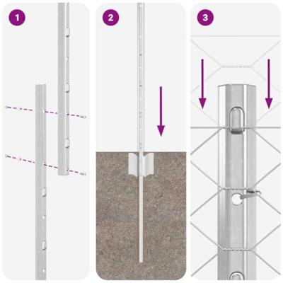 VidaXL Hek met paal zilver 1 x 25 m staal