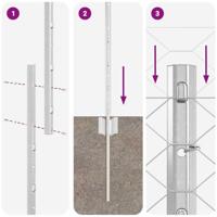 VidaXL Hek met paal zilver 1,6 x 10 m staal - thumbnail