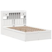 Bedframe zonder matras massief grenenhout wit 135x190 cm - thumbnail