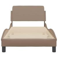 Bedframe met hoofdbord kunstleer cappucinnokleurig 90x190 cm - thumbnail