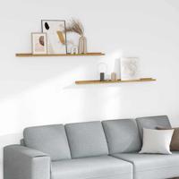 Wandplank met plank 2 pcs Beige 115 x 9 x 3 cm Bewerkt hout - thumbnail