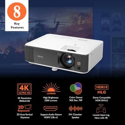 BenQ TK700 beamer/projector Projector met normale projectieafstand 3200 ANSI lumens DLP 2160p (3840x2160) 3D Zwart, Wit