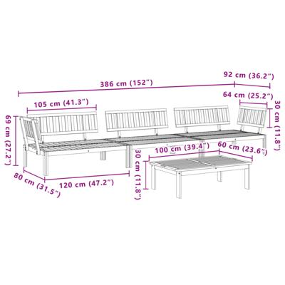 4-delige Loungeset pallet massief acaciahout - thumbnail