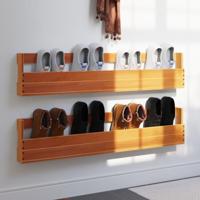 VidaXL Schoenenrekken 2 st 110x8,5x23,5 cm massief grenenhout wasbruin - thumbnail