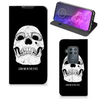 Mobiel BookCase Motorola One Zoom Skull Eyes - thumbnail