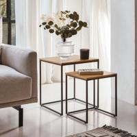 Kave Home Bijzettafel 'Yoana' Eikenhout, Set van 2 stuks, kleur Zwart - thumbnail