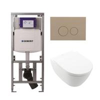 Villeroy Boch Subway 2.0 DirectFlush Toiletset - softclose - geberit reservoir - qeramiq bedieningsplaat taupe ronde knoppen - wit 0701131/ga26028/SW729014/SW1182666/SW1102378 - thumbnail