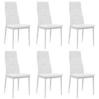 Eetkamerstoelen 6 st kunstleer wit - thumbnail