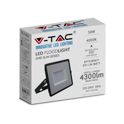 V-TAC VT-4051B-N LED Schijnwerper - E-serie - IP65 Waterdicht - Zwart - 50W - 4300 Lumen - 4000K
