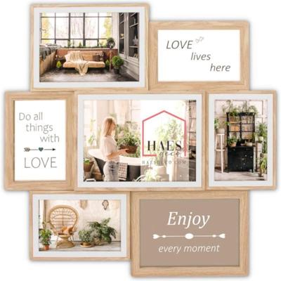 Haes Deco Houten Multi Fotolijst / Galerie Fevik in de kleuren bruin en wit voor 4 foto's 10x15, 2 foto's 13x18 en 1 foto 15x20 (formaat 46x47,5)