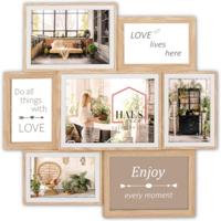 Haes Deco Houten Multi Fotolijst / Galerie Fevik in de kleuren bruin en wit voor 4 foto's 10x15, 2 foto's 13x18 en 1 foto 15x20 (formaat 46x47,5) - thumbnail