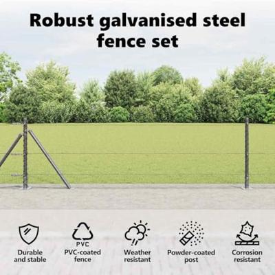 VidaXL Afrasteringspaal grijs 10 x 0,4 m (13 mm gaas) staal en pvc VidaXL Afrasteringspaal grijs 10 x 0,4 m (13 mm gaas) staal en pvc