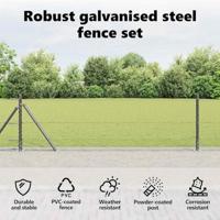 VidaXL Afrasteringspaal grijs 10 x 0,4 m (13 mm gaas) staal en pvc - thumbnail