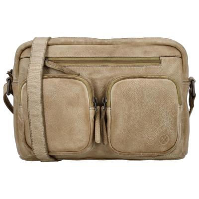 Hide & stitches paint rock schoudertas leer-Sand