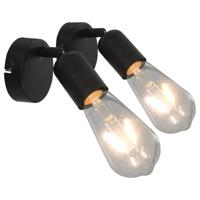 VidaXL Spotlights 2 st met filament peren 2 w e27 zwart - thumbnail