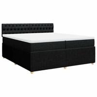 Boxspring met matras stof zwart 200x200 cm - thumbnail
