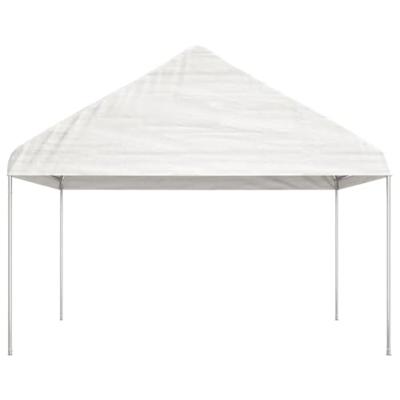 Prieel met dak 17,84x4,08x3,22 m polyetheen wit