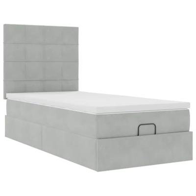 Ottoman bed met matrassen 80x200cm fluweel lichtgrijs