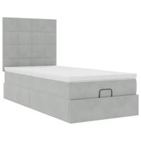 Ottoman bed met matrassen 80x200cm fluweel lichtgrijs - thumbnail