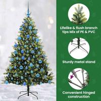 Kunstkerstboom met scharnier 300 LEDs Groen 180 cm PVC en PE - thumbnail