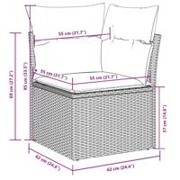 9-delige Loungeset met kussens poly rattan zwart - thumbnail