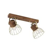 Just Light PlafondlampAlami bruin messing 2-lichts - 11487-60 - thumbnail