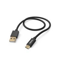 Hama Oplaadkabel Fabric USB-A - USB-C 1,5 M Nylon Zwart - thumbnail