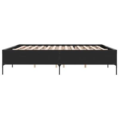 Bedframe bewerkt hout metaal zwart 180x200 cm