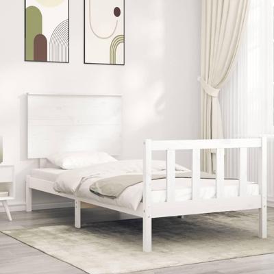 Bedframe zonder matras massief grenenhout wit 140x200 cm