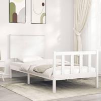 Bedframe zonder matras massief grenenhout wit 140x200 cm - thumbnail