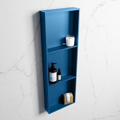 MONDIAZ EASY Nis 89,5x29,5cm in solid surface kleur Jeans | Jeans. 3 vakken geschikt voor in- of opbouw MONDIAZ EASY Nis 89,5x29,5cm in solid surface kleur Jeans | Jeans. 3 vakken geschikt voor in- of opbouw