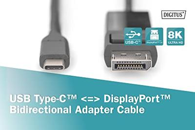 Digitus AK-300334-020-S USB-C-displaykabel DisplayPort / USB-C Aansluitkabel DisplayPort-stekker, USB-C stekker 2.00 m Zwart Afgeschermd (drievoudig),