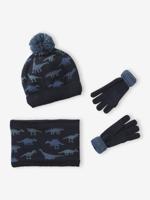 Babyset voor jongens muts + snood + wanten/handschoenen > marineblauw - thumbnail