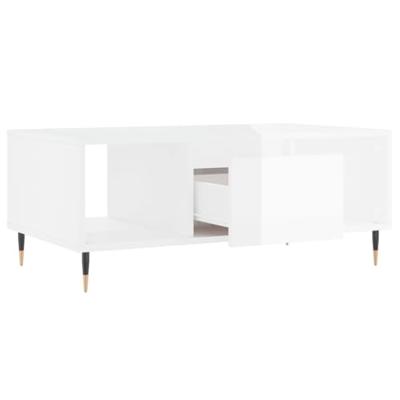 Salontafel 90x50x36,5 cm bewerkt hout hoogglans wit