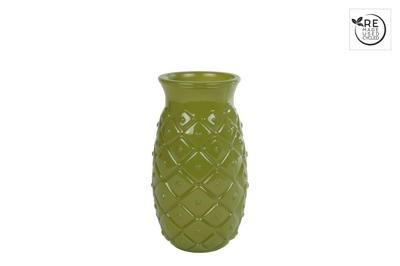 Vaas Ananas S glossy groen glas 9x9x14,5cm