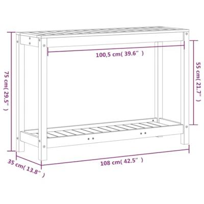 VidaXL Oppottafel met schap 108x35x75 cm massief douglashout - thumbnail