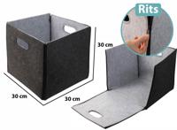 Gusta Opbergmand - Grijs - Vilt met Ritsen - 30x30x30cm - thumbnail