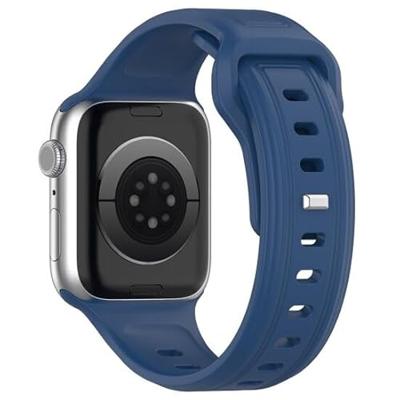 By Qubix - Square siliconen band - Donkerblauw - Compatible met Apple Watch 38mm / 40mm / 41mm / 42mm - Compatible Apple watch bandjes