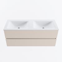 MONDIAZ VICA 120cm badmeubel onderkast Linen 2 lades. Wastafel CLOUD dubbel 2 kraangaten, kleur Talc. - thumbnail