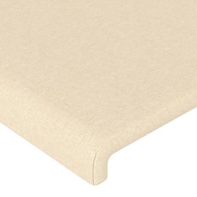 Hoofdbord met randen 203x16x118/128 cm stof crèmekleurig