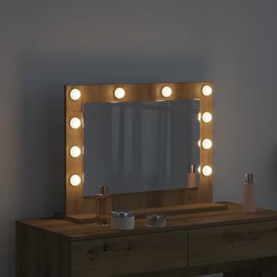 VidaXL Schmink spiegel rechthoekig artisan eiken 60 x 45 x 18 cm