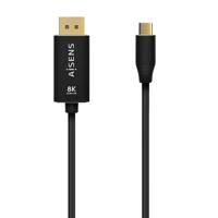 AISENS - A109-0686 - converterkabel aluminium USB-C naar displayport 8K @60Hz, USB-C/M-DP/M, zwart, 0,8M - thumbnail