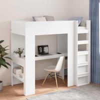 Loft Bedframe met Bureau Wit 100 x 200 cm Bewerkt hout - thumbnail