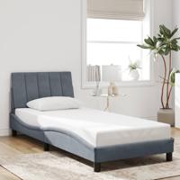 Bedframe met LED zonder matras "Hanko" fluweel donkergrijs 90x190 cm - thumbnail