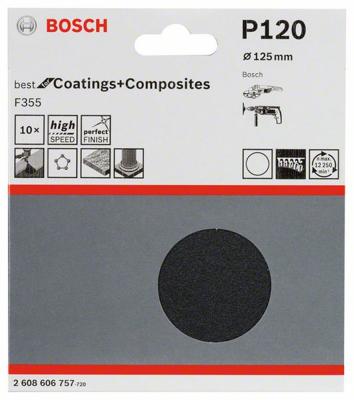 Bosch Accessoires 10 schuurbladen 125 f355, best for coatings+composites , k120 - 2608606757 Bosch Accessoires 10 schuurbladen 125 f355, best for coatings+composites , k120 - 2608606757