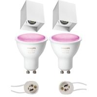 Pragmi Luxina Pro - Opbouw Vierkant - Mat Wit - Verdiept - Kantelbaar - 90mm - Philips Hue - Opbouwspot Set GU10 - White and Color Ambiance - Bluetooth - thumbnail