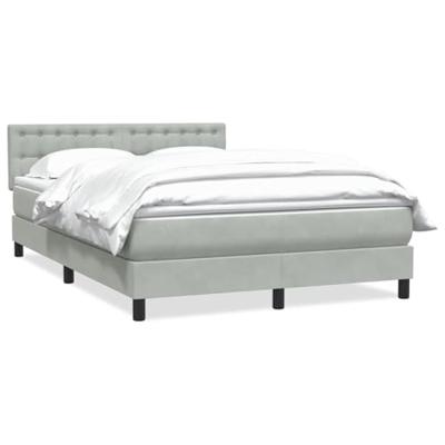 Boxspring met matras fluweel lichtgrijs 160x220 cm