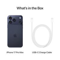 Apple iPhone 17 Pro Max 1 TB: 6,9‑inch display met ProMotion, A19 Pro-chip, langste batterijduur van alle iPhones, Pro Fusion-camerasysteem, Center Stage-camera aan de voorkant; Diepblauw - thumbnail