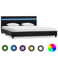 vidaXL Bedframe met LED kunstleer zwart 120x200 cm - thumbnail